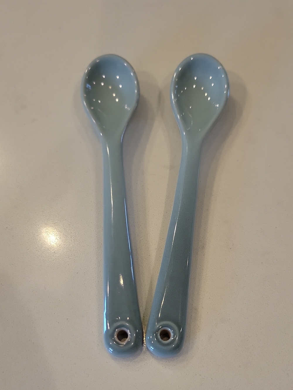 New! Set Of 2 Le Creuset Sea Salt Blue Cafe Spoons